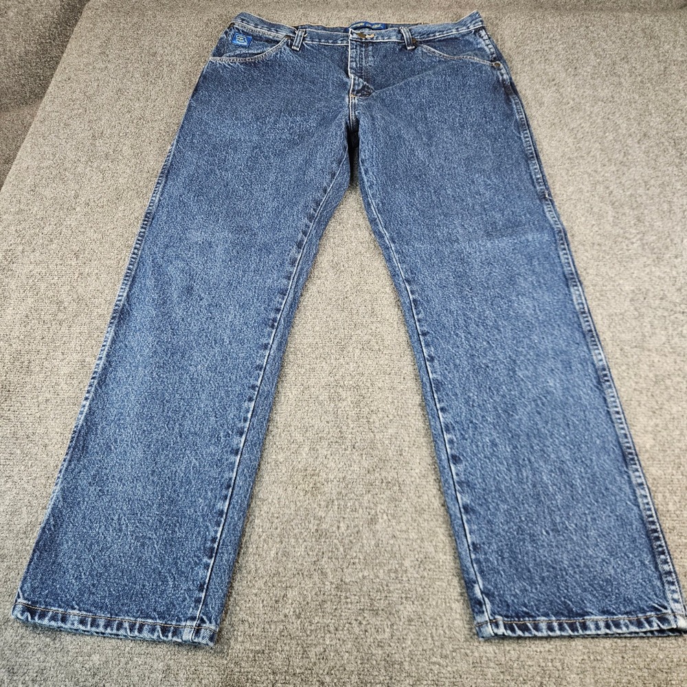 Wrangler Dale Earnhardt Jr Mens 38x29 Straight Leg Jeans Blue Denim NASCAR 3Logo